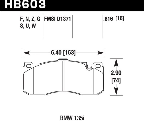 Колодки тормозные HB603N.616 HAWK HP Plus BMW Performance, MINI JCW