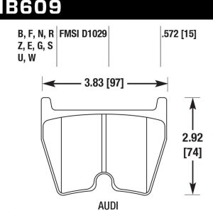 Колодки тормозные HB609F.572 HAWK HPS AUDI RS4, RS6, R8, Brembo G (комплект 8 шт.) / JBT FB8P