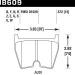 Колодки тормозные HB609Z.572 Hawk PC AUDI A4 III (8EC) RS4, RS6 (4B, C5) / LAMBORGHINI Diablo, Gallardo, Murcielago / VW Phaeton / Brembo 8 поршней тип G