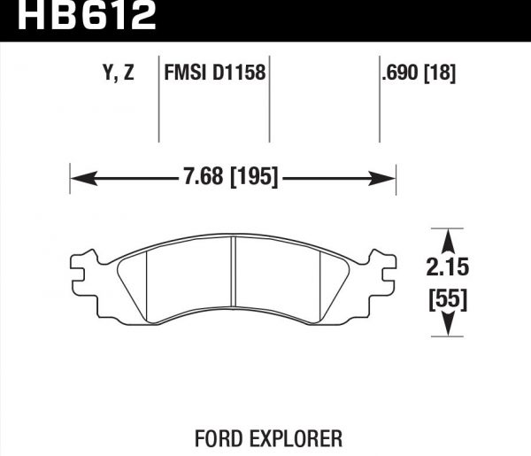 Колодки тормозные HB612Y.690 HAWK LTS передние Ford Explorer, Mercury