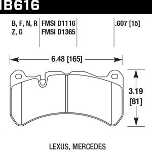 Колодки тормозные HB616N.607 HAWK HP Plus передние MERCEDES CLK (C209) 5.5 55 AMG