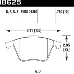 Колодки тормозные HB625F.760 Hawk Performance HPS передние Audi TT (8J) / S3 (8P) / Volkswagen Golf R