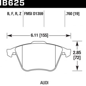 Колодки тормозные HB625F.760 Hawk Performance HPS передние Audi TT (8J) / S3 (8P) / Volkswagen Golf R