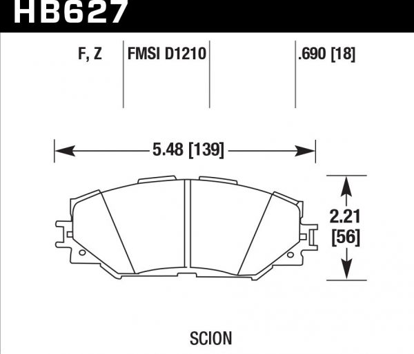 Колодки тормозные HB627F.690 HAWK HPS передние Toyota RAV4 2006-2013