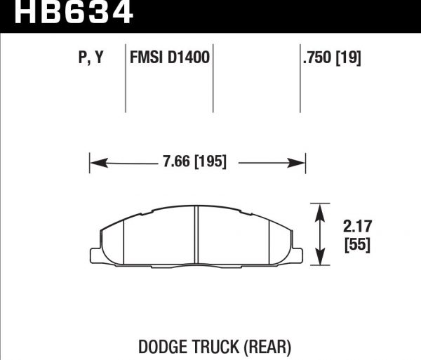 Колодки тормозные HB634P.750 HAWK Super Duty задние Dodge RAM 2500