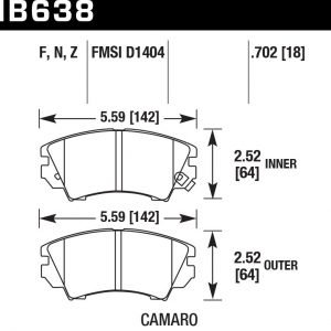 Колодки тормозные HB638N.702 HAWK HP Plus Chevrolet Camaro 18 мм