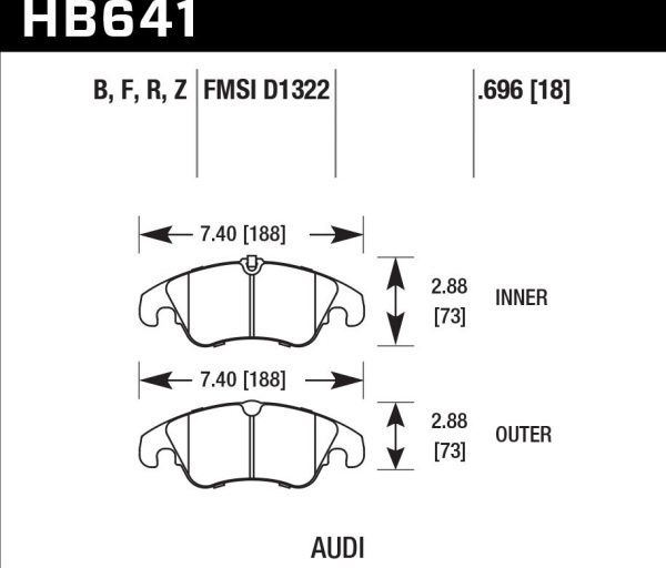 Колодки тормозные HB641Z.696 HAWK Performance Ceramic передние Audi A5, A4 (1LA), Q5