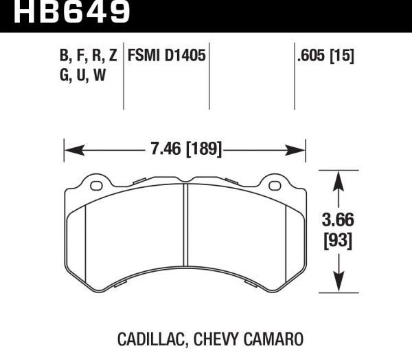 Колодки тормозные HB649B.605 HAWK Street 5.0 Jeep SRT8 2012-2014, AUDI 4F RS6 (BREMBO), RANGE ROVER SPORT