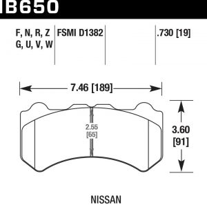 Колодки тормозные HB650F.730 Hawk Performance HPS передние NISSAN Skyline GTR R35 2008->, HPB тип 6, суппорт 8 поршн.