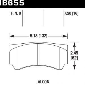 Колодки тормозные HB655U.620 HAWK DTC-70 Alcon 16 mm, ALCON Mono4