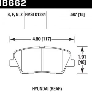 Колодки тормозные HB662N.587 HAWK HP Plus Hyundai Genesis G80 Sport Incl.Clips,Shims