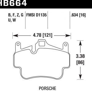 Колодки тормозные HB664F.634 HAWK HPS Porsche 911 (997), Boxster 2008-2011, Cayman 2005-2012