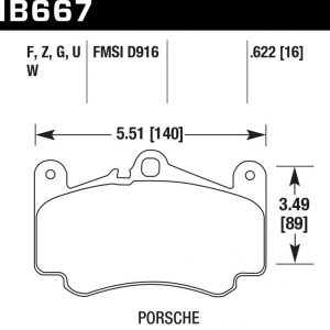 Колодки тормозные HB667W.622 HAWK DTC-30 Porsche 996, 997; Boxter