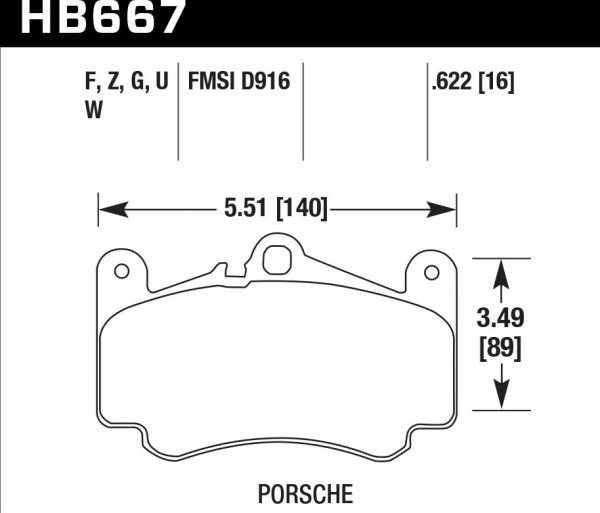 Колодки тормозные HB667W.622 HAWK DTC-30 Porsche 996, 997; Boxter