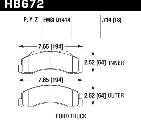 Колодки тормозные HB672Y.714 HAWK LTS передние Ford F-150 2010-2013