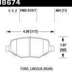 Колодки тормозные HB674Y.664 HAWK LTS передние Ford, Lincoln (17 мм)