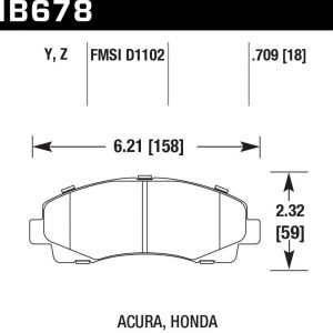 Колодки тормозные HB678Y.709 HAWK LTS передние Honda Ridgeline, Acura TL 2009-2013