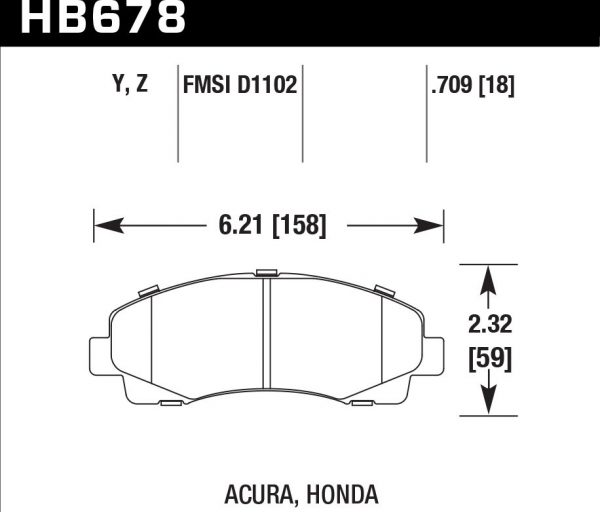 Колодки тормозные HB678Y.709 HAWK LTS передние Honda Ridgeline, Acura TL 2009-2013