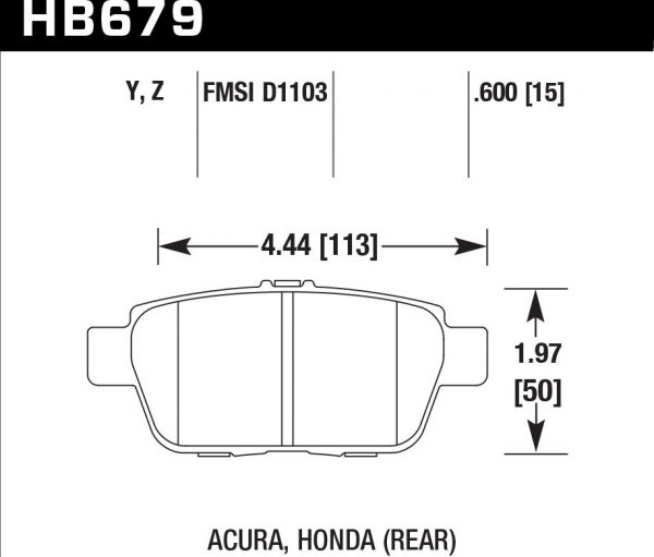 Колодки тормозные HB679Y.600 HAWK LTS задние Honda Ridgeline, Acura TL 2009-2013
