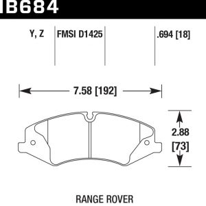 Колодки тормозные HB684Z.694 HAWK PC передние Range Rover Sport V8 5.0, 3.0TD