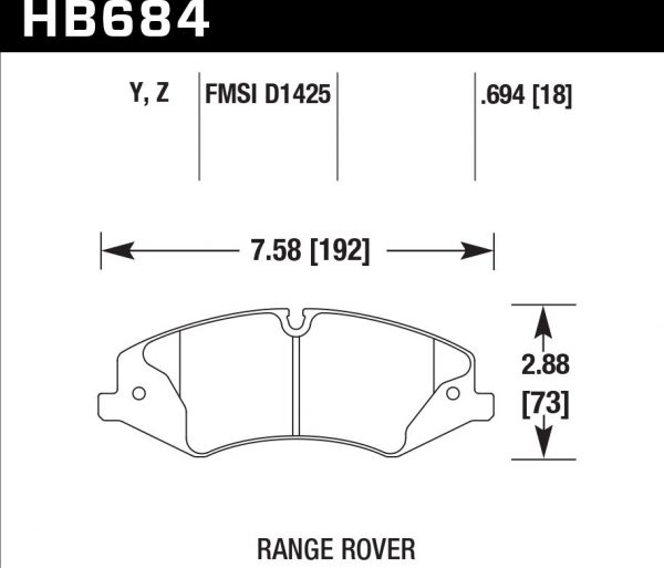 Колодки тормозные HB684Z.694 HAWK PC передние Range Rover Sport V8 5.0, 3.0TD