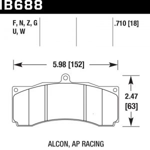 Колодки тормозные HB688N.710 HAWK HP Plus PROMA 6 порш, AP Racing, Stop Tech, JBT, Alcon, XYZ 18 мм