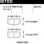 Колодки тормозные HB700B.562 HAWK Street 5.0 передние Subaru WRX