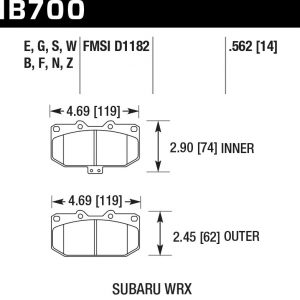 Колодки тормозные HB700F.562 HAWK HPS передние Subaru WRX