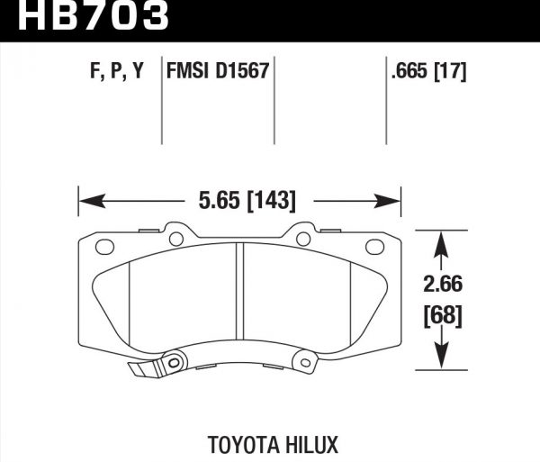 Колодки тормозные HB703Y.665 HAWK LTS передние TOYOTA HILUX 2005->