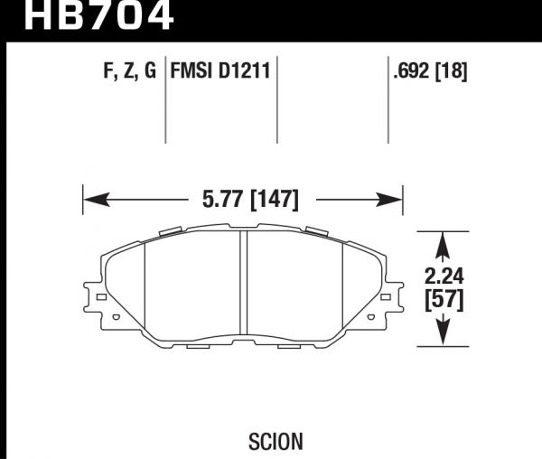 Колодки тормозные HB704F.692 HAWK HPS передние RAV4 2006-2013