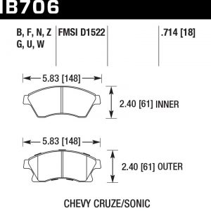 Колодки тормозные HB706F.714 HAWK HPS переднние Opel Astra J / CHEVROLET Cruze