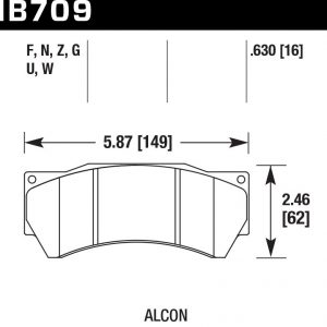 Колодки тормозные HB709N.630 HAWK HP Plus Alcon Monoblock 6 CAR97