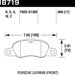 Колодки тормозные HB719W.668 HAWK DTC-30 2014 Porsche Cayman (FR) 17 мм