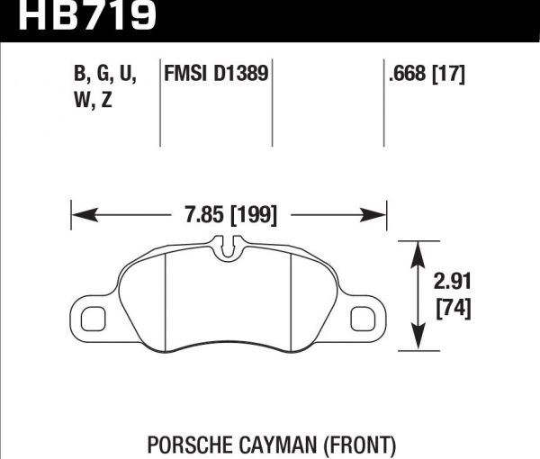 Колодки тормозные HB719W.668 HAWK DTC-30 2014 Porsche Cayman (FR) 17 мм