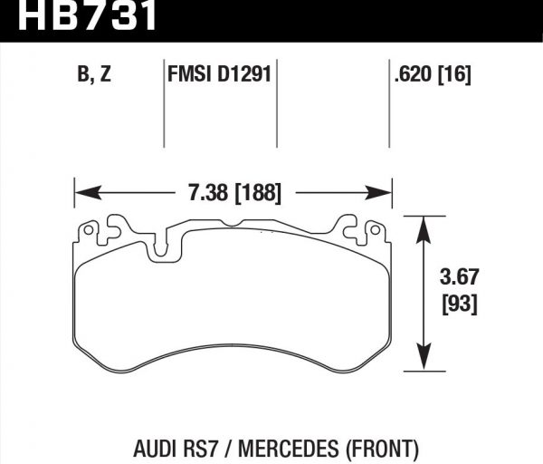 Колодки тормозные HB731B.620 HAWK Street 5.0 MB ML 63AMG, GL 63 AMG (W166); 55 AMG; 63 AMG; 65AMG; AUDI RS6 MK3 (4F); RS7 4GA, 4GF;