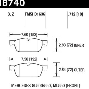 Колодки тормозные HB740B.712 HAWK Street 5.0 передние MB GL W166 AMG Sports Package