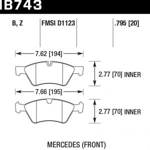 Колодки тормозные HB743B.795 HAWK Street 5.0 передние MB E W211; M W164; R W251; G W463; GL W164