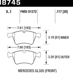 Колодки тормозные HB745B.777 HAWK Street 5.0 перед Mersedes M W164, R W251, GL W164 диск 373 мм