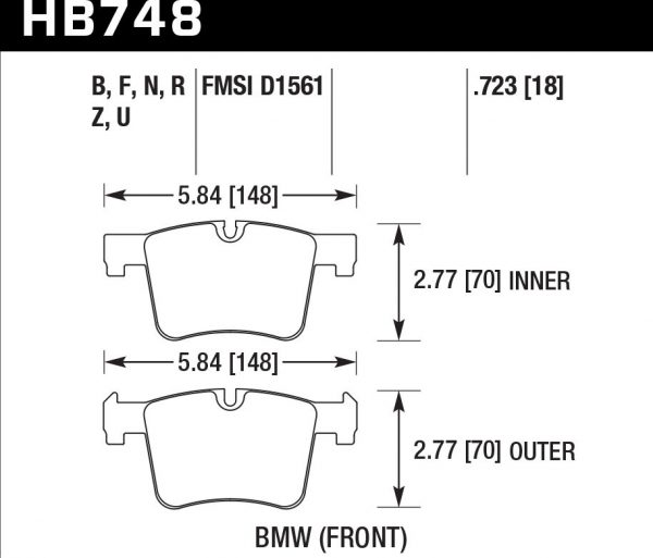 Колодки тормозные HB748Z.723 HAWK PC передние BMW F20 F30