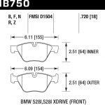 Колодки тормозные HB750B.720 HAWK HPS 5.0 BMW 5 F10, 5 F11, 5 F18(18мм)