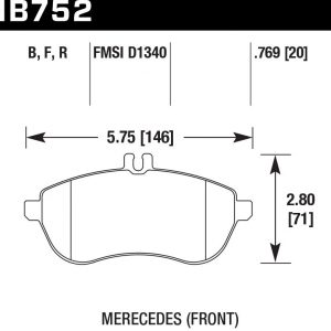 Колодки тормозные HB752F.769 HAWK HPS MERCEDES-BENZ 20mm