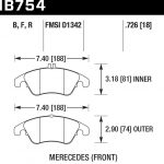 Колодки тормозные HB754F.726 HAWK HPS Mercedes-Benz SLK R172, CLS C218, E W212 19мм