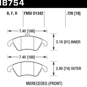 Колодки тормозные HB754F.726 HAWK HPS Mercedes-Benz SLK R172, CLS C218, E W212 19мм