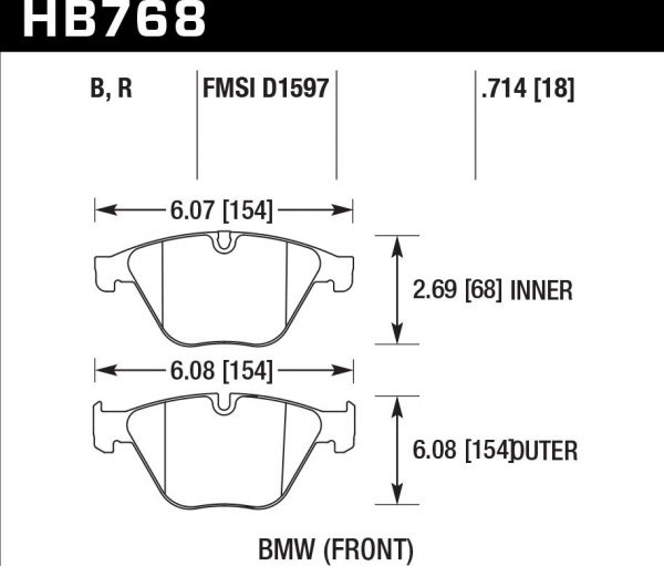 Колодки тормозные HB768B.714 HAWK HPS 5.0 18 мм передние BMW 5 F10