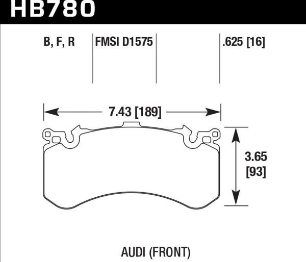 Колодки тормозные HB780F.625 HAWK HPS передние AUDI A6, S6, A7 4G; A8 S8 4H; PR 1LU, 1LX, 1LN