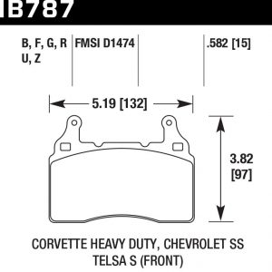 Колодки тормозные HB787F.582 HAWK HPS передние TESLA S, Corvette 2014-> , Camaro 2010->