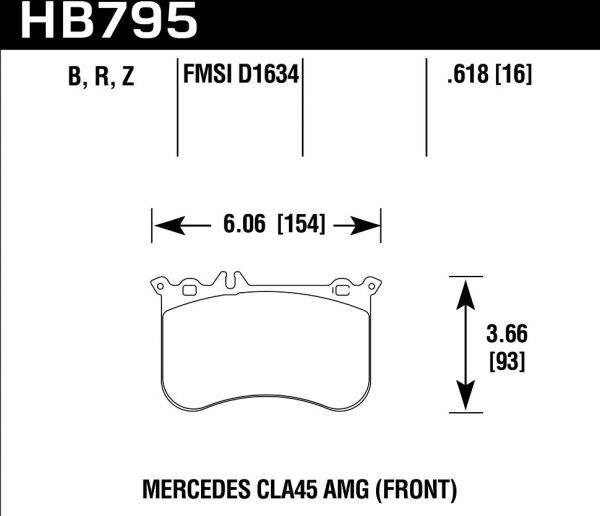Колодки тормозные HB795Z.618 HAWK PC передние Mercedes-Benz GLA45 AMG 4Matic