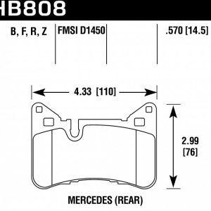 Колодки тормозные HB808B.570 Hawk Performance HPS 5.0 Mercedes-Benz C63 AMG Black Series задние