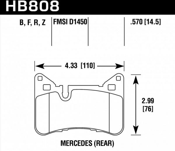 Колодки тормозные HB808B.570 Hawk Performance HPS 5.0 Mercedes-Benz C63 AMG Black Series задние