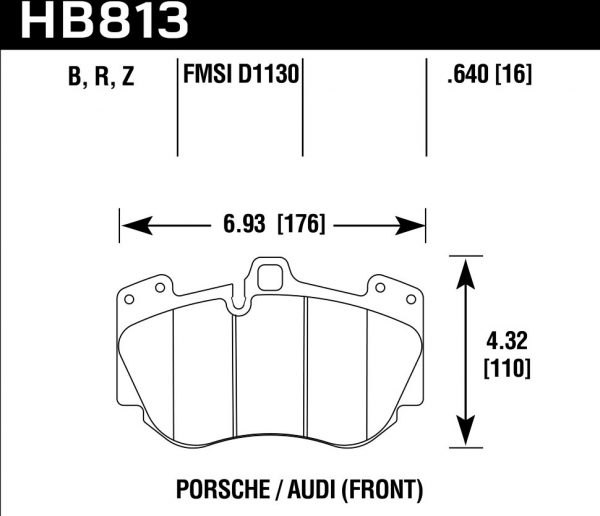 Колодки тормозные HB813B.640 HAWK HPS 5.0 передние Porsche Cayenne Turbo 9PA 2007-2010 (не подходит для керамических дисков)